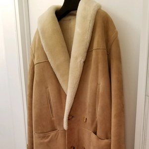 Roger Baugh Men’s Double Breasted Long Shearling Sheepskin Coat Size M